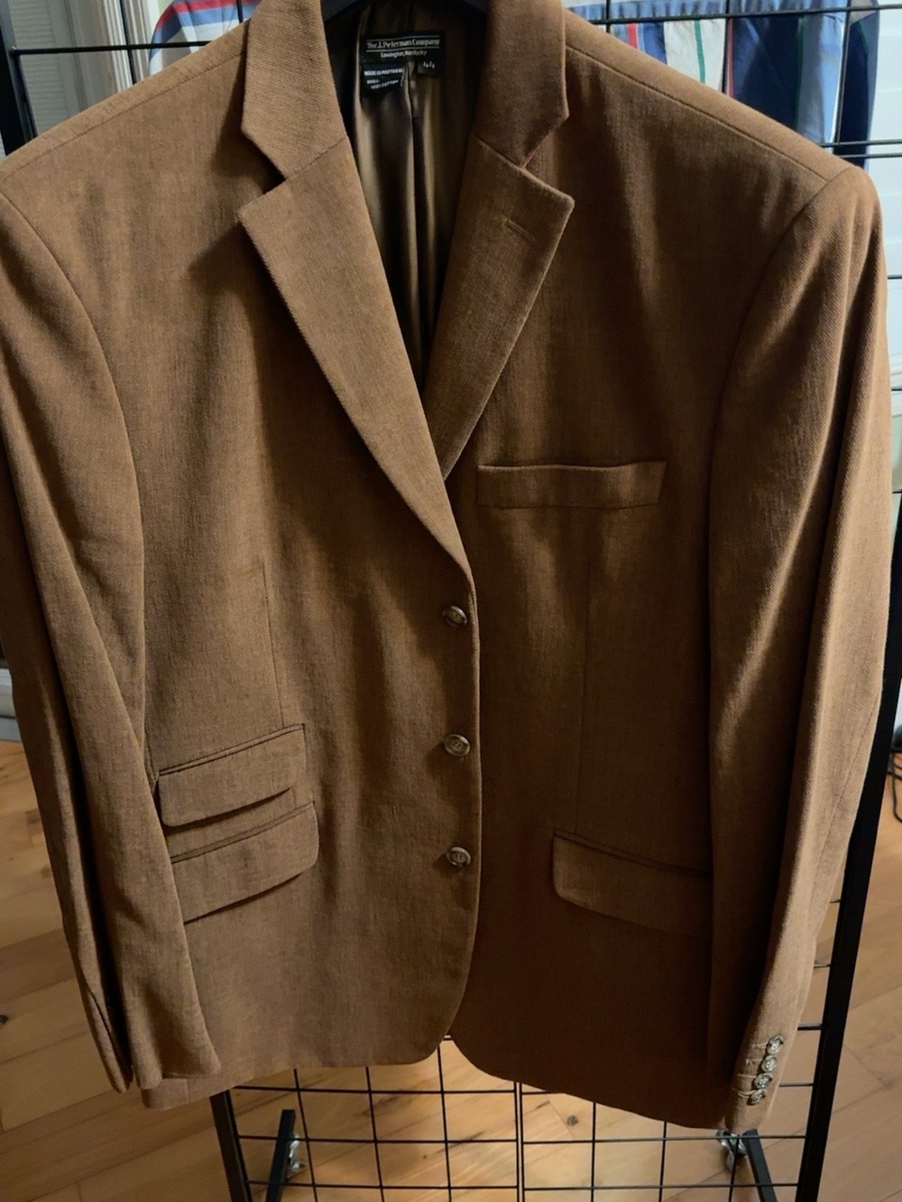 J. Peterman Men’s 44 Brown Brushed Cotton Moleskin-Style Blazer Made in Portugal